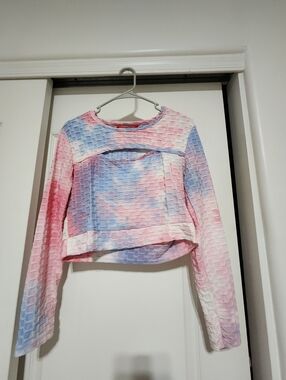 Pastel Tie-Dye Textured Crop Top - Pink, Blue & Lavender